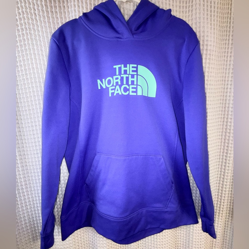 The North Face Purple Hoodie with Light Green Logo- Polyester (waterproof like)